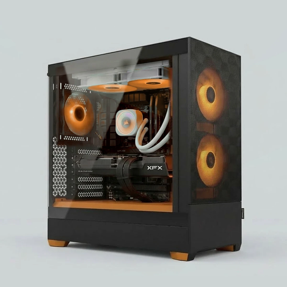 OliPC S1 Pro Orange · watercooling blanc
